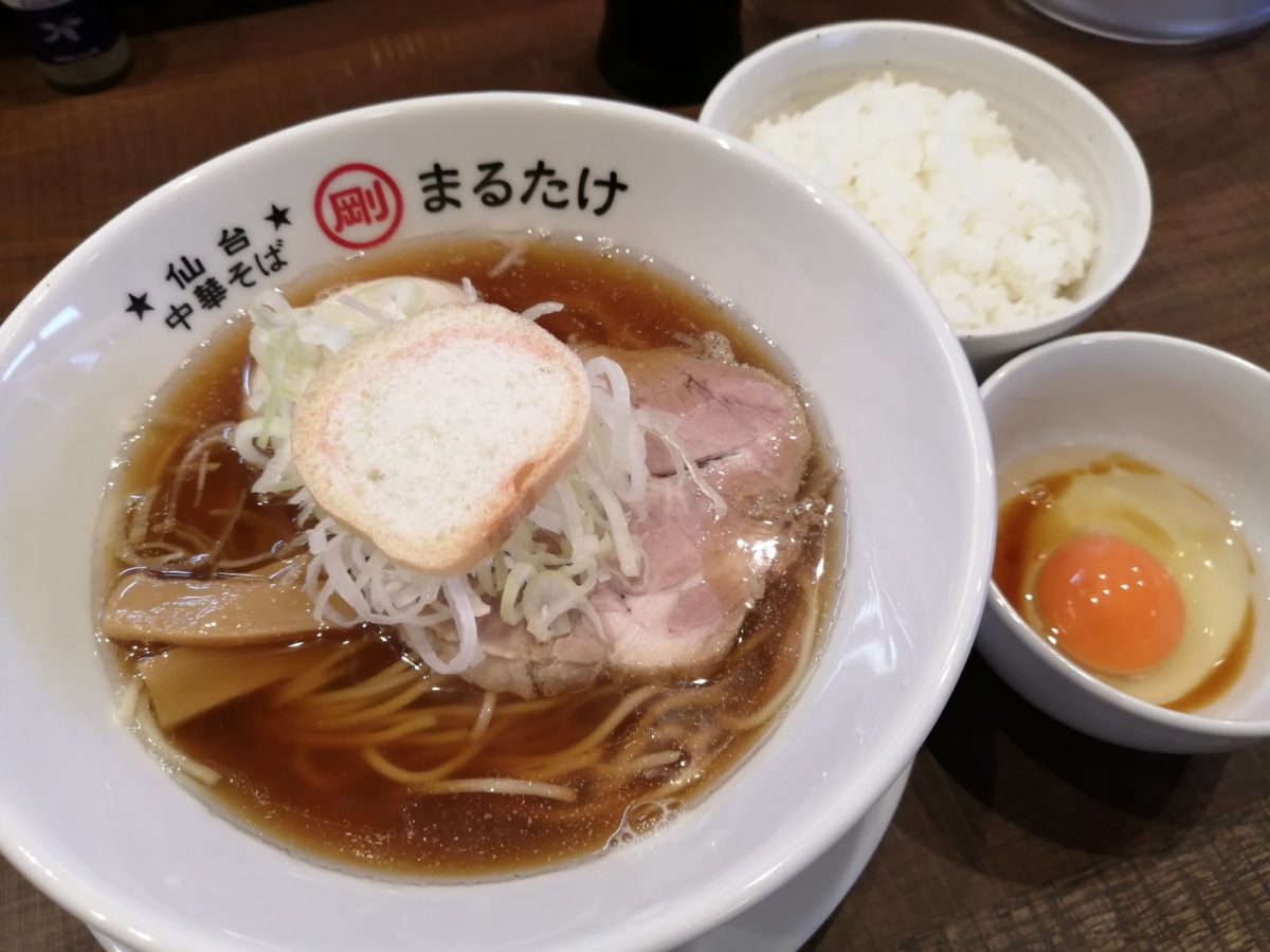 ラーメン日記 岩切の 中華そばまるたけ 煮干中華そば メニューや駐車場情報も 仙台南つうしん