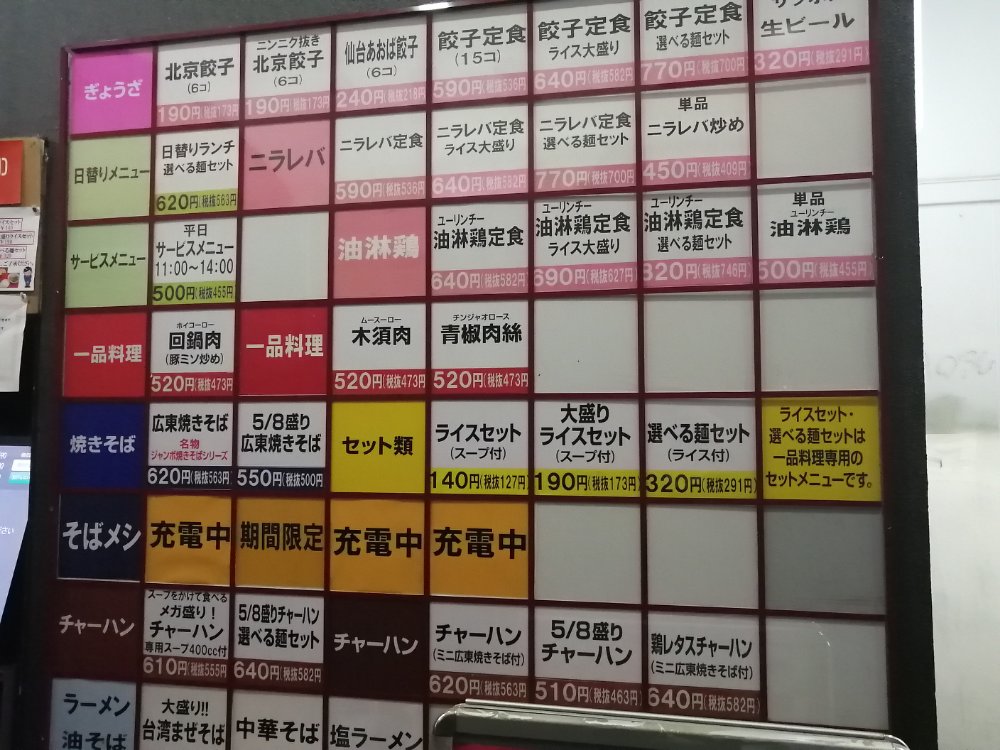 北京餃子のメニュー例