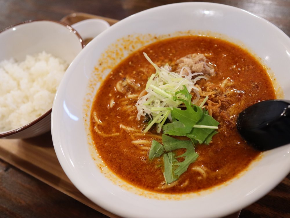 ラーメン日記 泉区黒松 担々麺専門 麺香れんげ 濃厚スパイシー 追い飯のスープカリー飯も最高 仙台南つうしん
